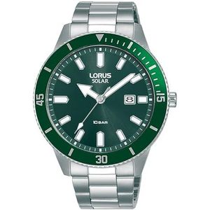Lorus Heren analoog kwarts horloge met metalen armband RX315AX9, groen, armband, Groen, Armband