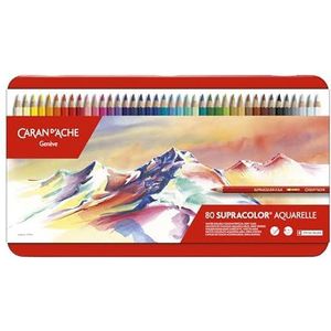 Caran d'Ache Supracolor Soft potloden in metalen doos, verschillende kleuren, 80 stuks
