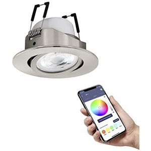 EGLO connect.z Saliceto-Z Smart Inbouwspot - Ø 8,8 cm - Grijs - Instelbaar RGB & wit licht - Dimbaar - Zigbee