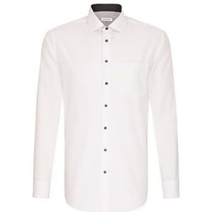 Seidensticker Strijkloos businesshemd voor heren met rechte snit, rechte snit, ronde hals, borstzak, 100% katoen, wit (01)