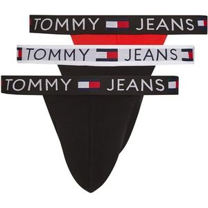 Tommy Jeans Sous-Vêtements de Sport Strings Homme Lot de 3 Coton avec Stretch, Orange (Blck/Hot Heat/Black), XXL