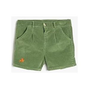 Koton Babygirl Corduroy Short en coton côtelé avec poche Détails brodés, Vert (786), 2-3 Jahre