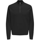 ONSCOOPER REG 12 demi-fermeture éclair en tricot à col haut, Noir, M