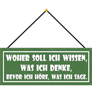 Schatzmix Spreuk 'Woher außer Was ich denke', wanddecoratie 27 x 10 cm, met metalen koord, kleurrijk