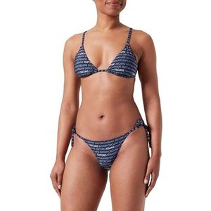 Emporio Armani Braziliaanse bikini Logomania driehoek en string Braziliaanse bikini set driehoek en koord dames, Marineblauw / Wit (Blue Stone)