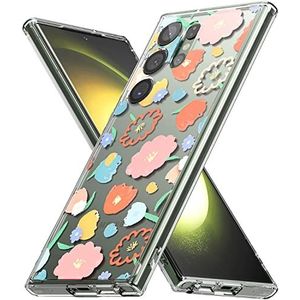 Ringke Fusion Design Beschermhoes compatibel met Samsung Galaxy S23 Ultra 5G (2023), bloemenpatroon, dun, zacht frame met bandgaten, bloemen