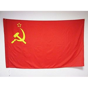AZ FLAG Vlag van de UdSSR, 150 x 90 cm, satijn, communistische vlag - Rusland, 90 x 150 cm, schede voor vlaggenstang