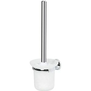 Spirella, Grijs Campagne-collectie, borstel voor badkamer, met houder: 11,5 x 11,5 x 35, metaal verchroomd en glas, 11,5 x 11,5 x 35 cm