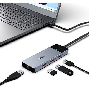 Qhou USB A-hub, 4-in-1 USB A naar USB 3.2 adapter (4 USB 3.2 Gen 2-poorten) met 50 cm lange kabel, compatibel met laptop, tablet, muis, toetsenbord/andere type A-apparaten