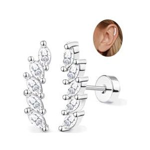 Adramata Helix Piercing oorbellen voor dames, chirurgisch staal, oorpiercing, 16G, kraakbeen, schroefdraad, binnenpiercing, tragus, hypoallergeen, conch helix, piercing, goud, zilver, Roestvrij staal