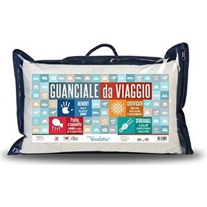 V.I.P. Very Important Pillow V.I.P. Reiskussen met geheugenvorm, compact en zacht kussen voor auto, vliegbaan, 40 x 25 cm, gemaakt in Italië