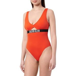 CALVIN KLEIN Eendelig badpak voor dames, rood (Flaming Chili), M, rood (flamboyante chili), M, rood (flamboyante chili), M