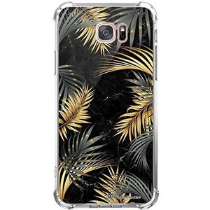 La Coque Francaise beschermhoes compatibel met Samsung Galaxy S7 Edge, siliconen, schokbestendige hoeken, robuust, volledige bescherming, transparant, motief: palmbladeren, zwart, motief