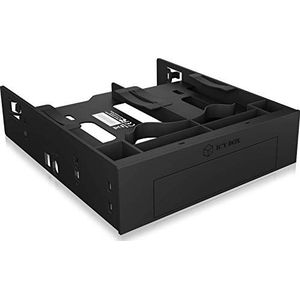 ICY BOX IB-5251 Drievoudig montageframe voor 2 x 2,5 inch HDD/SSD en 1 x 3,5 inch HDD in 1 x 5,25 inch bay, zonder schroeven, anti-vibratie, voorruit