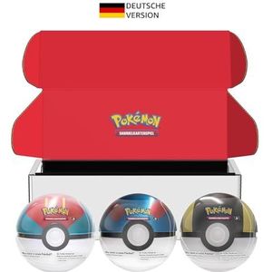 Pokémon Verzamelkaartspel: Tin Box Poké Ball - aasbal, Superball en Hyperball (9 boosters uit het Pokémon-verzamelkaartspel, 7 stickervellen)