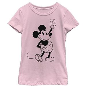 Disney Mickey and Friends Micky Peace Outline Girls T-shirt, roze, XS, Roze
