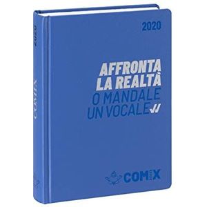 Comix Agenda 2019/2020, 16 maanden, standaardformaat 13 x 17,8 cm, blauwe nebulas met opschrift in mat zilver