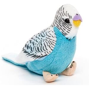 Uni-Toys - Parkieten zonder stem (blauw) - 12 cm (hoogte) - pluche vogel - knuffel