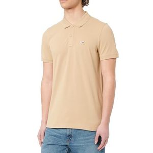 Tommy Jeans TJM SLIM PLACKET EXT S/S poloshirt voor heren, beige, XS, beige (Relic Tan), XS, Beige (Relic Tan), XS