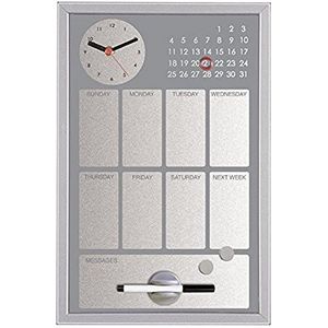 Bi-Office Easy Black Memoboard, weekplanner, met klok, zilverkleurig, 30 x 45 cm, grijs