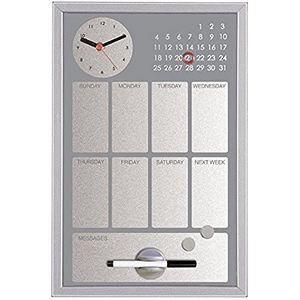 Bi-Office Easy Black Memobord, weekkalender, met klok, zilverkleurig, 30 x 45 cm, grijs