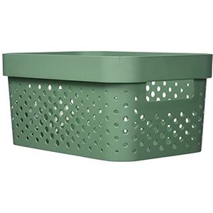 CURVER Infinity Opbergmand, 4,5 l, 100% gerecycled, multifunctionele opslag, stapelbaar en insteekbaar, 26 x 17,5 x 12,3 cm, groen