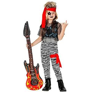 Widmann 08285 Rockstar kostuum voor kinderen, mesh-tanktop, broek, riem, hoofdband, bandana, jaren 80, meisjes, meerkleurig, 116 cm/4-5 jaar