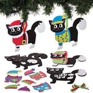 Baker Ross FX365 8 stuks schuimrubberen decoraties voor katten, kerstdecoratie voor kinderen, om te knutselen, boomdecoratie