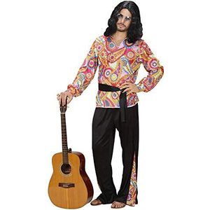 Widmann - Hippie Dude, shirt, broek en riem, Flower Power, carnavalskostuum, themafeest