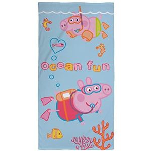 Character World Officiële Peppa Pig handdoek voor kinderen, voelt superzacht aan, Peppa & George Diving patroon, perfect voor thuis, bad, strand en zwembad, eenheidsmaat 140 x 70 cm