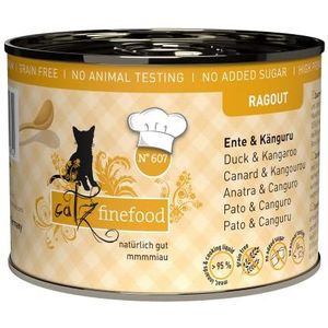 catz finefood Ragout Nr. 607 Kangaroo & Eend Vochtig kattenvoer - fijn kattenvoer in graanvrije saus en suiker met een hoog vleesgehalte 6 x 190 g