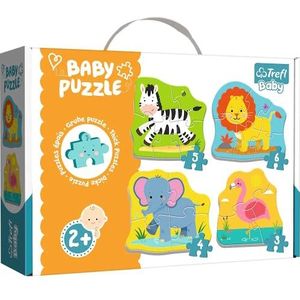 Trefl - Puzzel, safaridieren, 3 tot 6 delen, 4 sets, voor kinderen vanaf 2 jaar