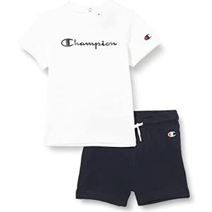 Champion Legacy American Classics - Logo S/S T-shirt en shorts kostuum baby jongens (Bianco/Blu Marino), 2 jaar, (Bianco/Blu Marino)