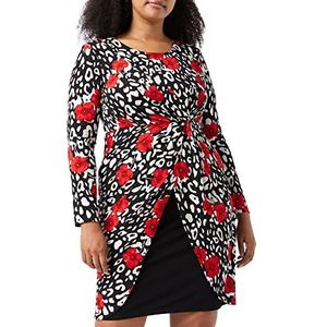 Gina Bacconi Dames jersey-jurk met strik, zwart/rood, 36, Zwart/Rood
