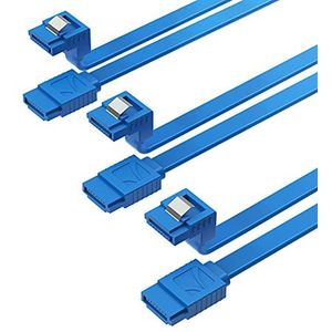 SABRENT SATA III kabel 6 Gbps, SATA 3 kabel, (3 stuks), HDD/SDD datakabel 50 cm, rechte pc SATA-kabel met vergrendeling voor SATA harde schijven HDD/SSD, CD- en DVD-stations, blauw (CB-SRB3)