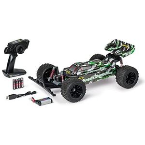 Carson 500404238 op afstand bestuurbare auto, 1:10 FE Speed Warrior 2,4 G, 100%RTR, groen, met batterijen en afstandsbediening, Offroad Buggy