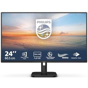 Philips 24E1N1100A 24 inch Full HD geïntegreerde monitor - luidspreker (1920 x 1080, 100 Hz, VGA, HDMI 1.4) zwart