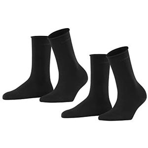 ESPRIT Dames Basic Pure 2-pack ademende sokken biologisch duurzaam katoen zachte randen zonder druk op het been geschikt voor diabetici multipack 2 paar, Zwart (Zwart 3000)