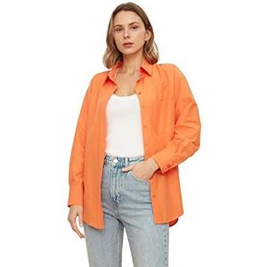 Trendyol Oversized basic overhemd voor dames met geweven overhemdkraag, Oranje
