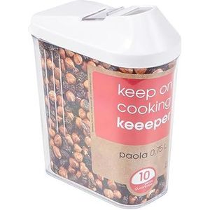 keeeper Schenkkan, traploos verstelbaar deksel, BPA-vrij kunststof, 750 ml, 10,5x5,5x17 cm, Paola, Wit