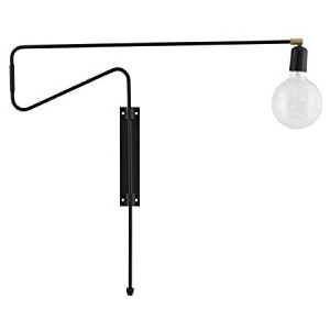 House Doctor - Wandlamp - Swing - zwart - met beweegbare wandarm - Cb0211 - Steellengte: 70 cm