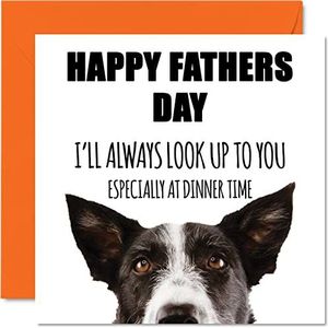 Grappige vaderdagkaarten voor de Vaderdag van de hond - Dinner Time - Vaderdagkaart voor honden - 145 mm x 145 mm - wenskaart voor papa