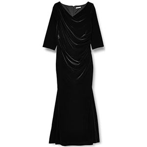 Gina Bacconi Lange fluwelen jurk voor dames, cocktail, zwart, 38, zwart.