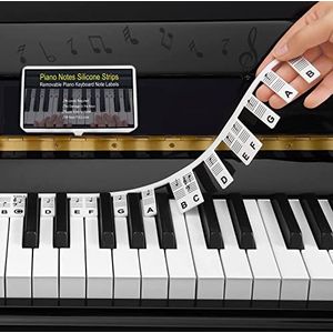 Pianonotitiegids voor beginners, afneembare pianoetiketten om te leren, volledige grootte 88 toetsen, gemaakt van siliconen, stickers niet nodig, herbruikbaar en geleverd