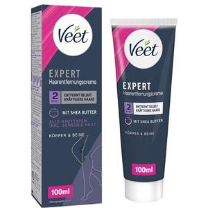 Veet Expert Crème dépilatoire pour corps et jambes - Crème dépilatoire pour tous types de peau avec peau sensible - 100 ml