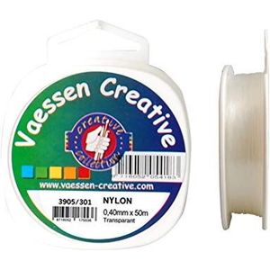 Vaessen Creative Transparant nylon koord, 0,4 mm x 50 m, scheurvaste nylondraad, perlongaren, vislijn voor knutselen, naaien, kralenrijgen en ophangen van decoratieartikelen