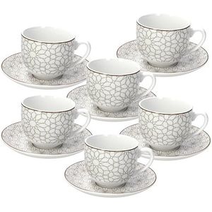 Tognana Habana Set van 6 theekopjes met schotel, porselein, beige