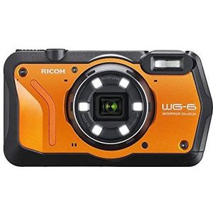 RICOH WG-6 Oranje Compact 20 MP waterdicht, hoge resolutie, 3 inch lcd-display, schokbestendig, 2,10 m, onderwatermodus, ringverlichting met 6 leds voor macrofotografie