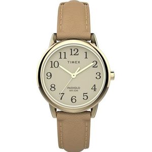 Timex Easy Reader dameshorloge leer 30 mm bruin riem, Bruin, strap