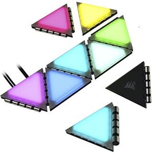 Corsair iCUE LC100 Accentuerlampen – 9 x Vignet starterset (81 RGB-leds met lichtverdeling, eenvoudige magnetische bevestiging, Lighting Node Pro inbegrepen) transparant